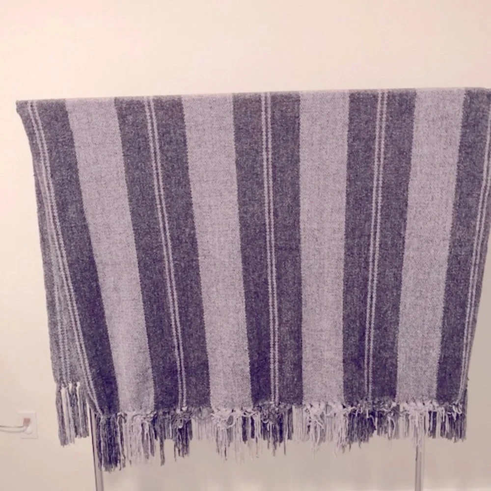 Restoration Hardware Plush Striped Throw with Fringe